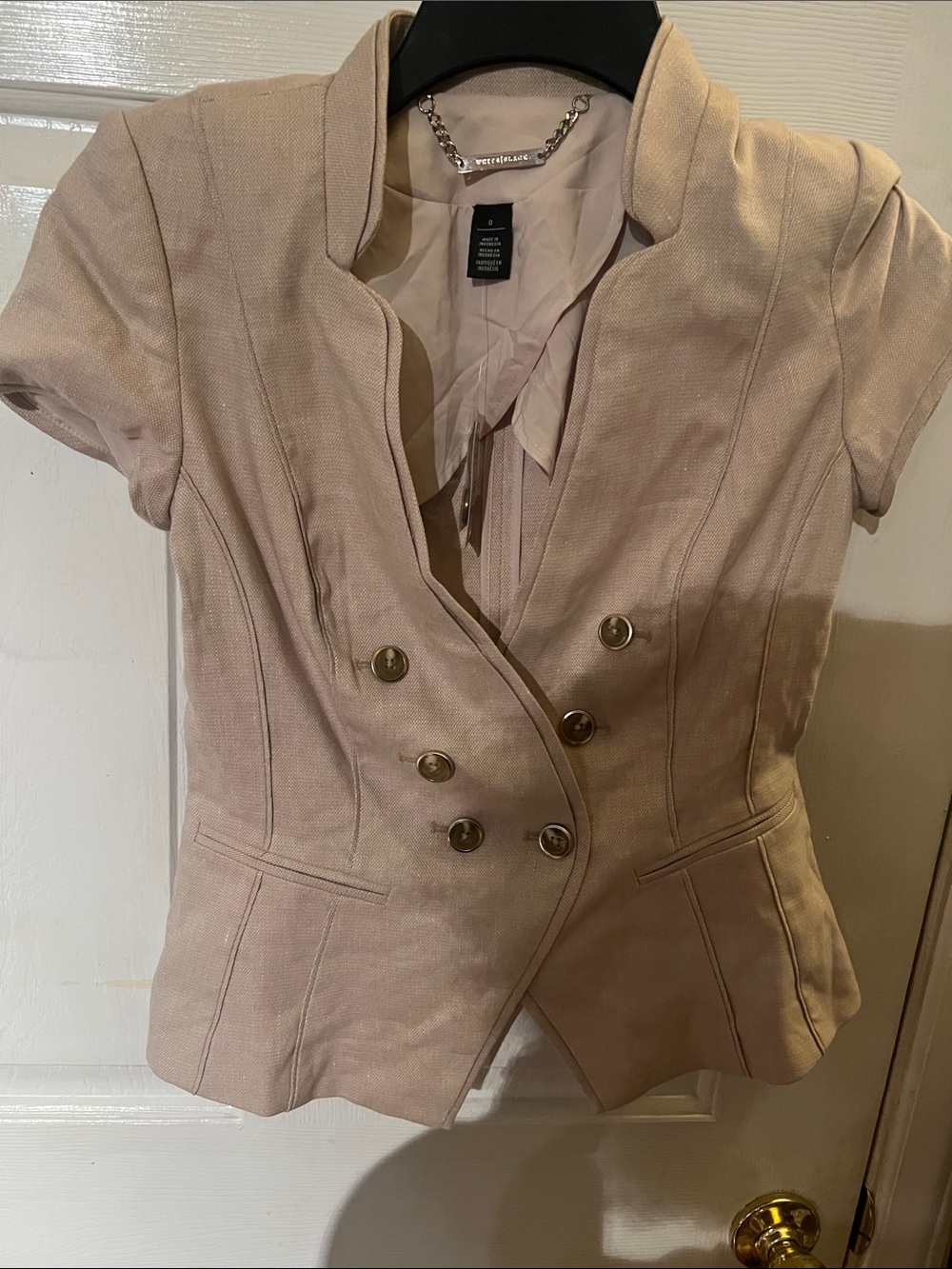 WHBM Shimmer Tweed capped Sleeve Blazer, NWT, size 0. Toasted Sesame colored.